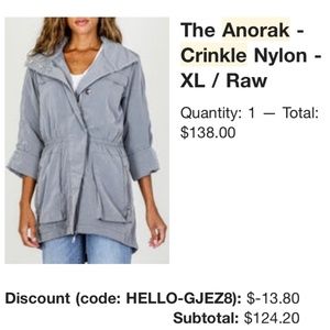 ANORAK Brand All-Weather Fall Jacket - Light Gray/Silver (Non-Metallic) NWT